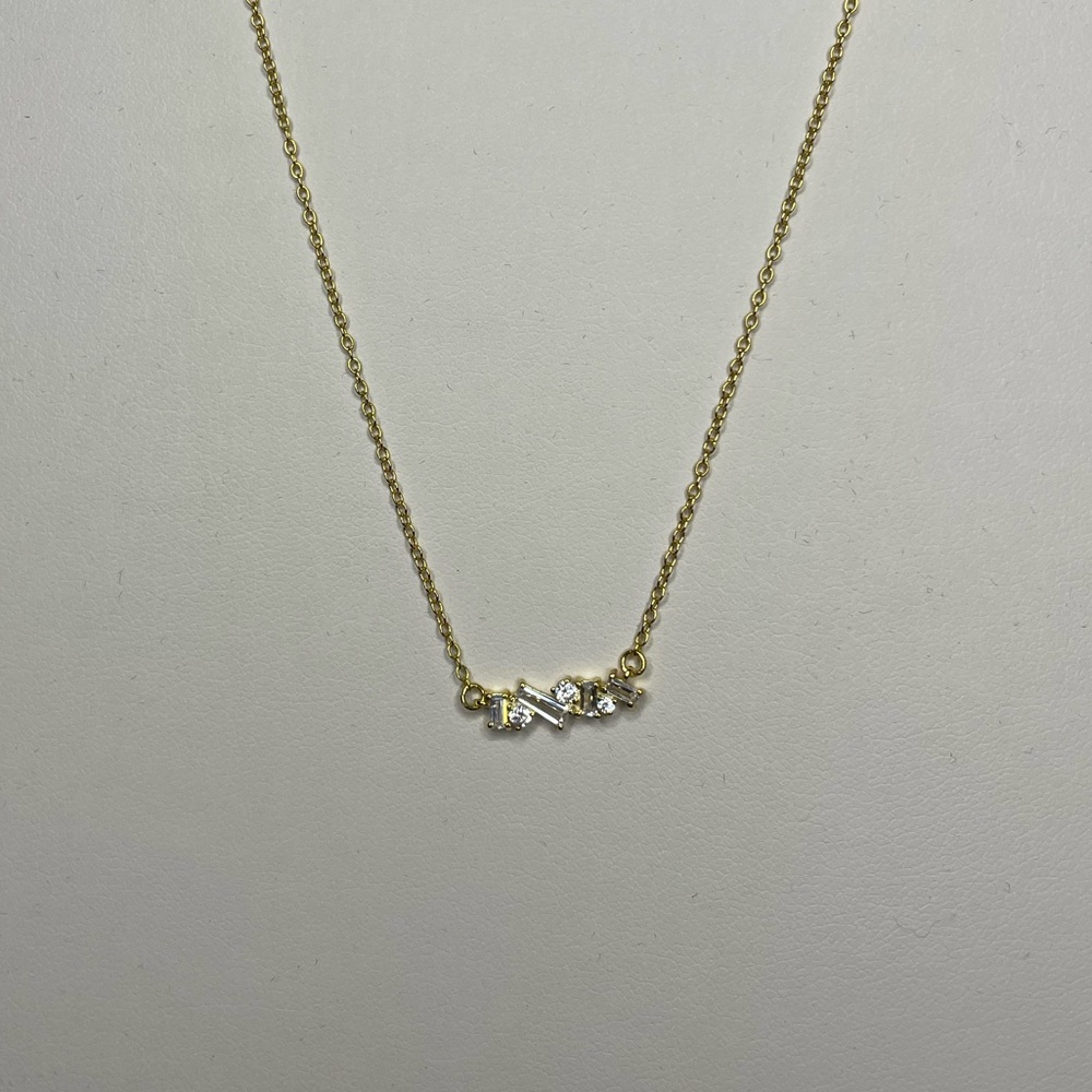 Nadri Cubic Zirconia circular and baguette cluster necklace